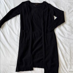 Love Tree Black Open-Front Long Cardigan with Pockets